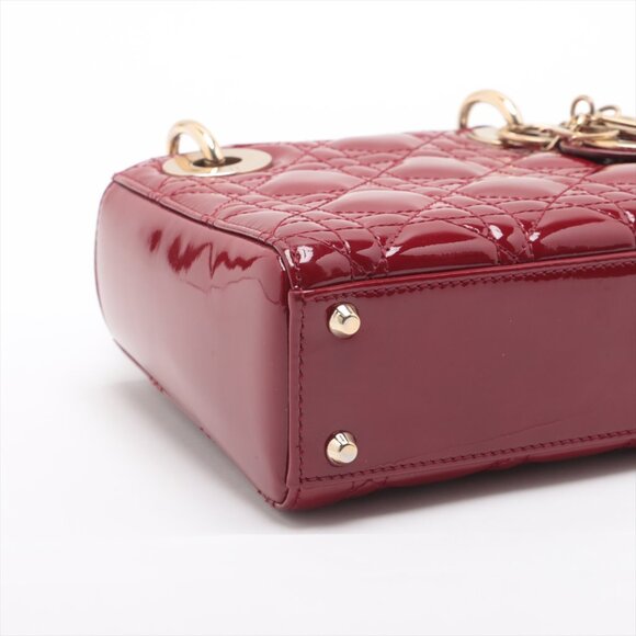 Christian Dior Lady Dior Mini Patent Handbag Red - Picture 4 of 10